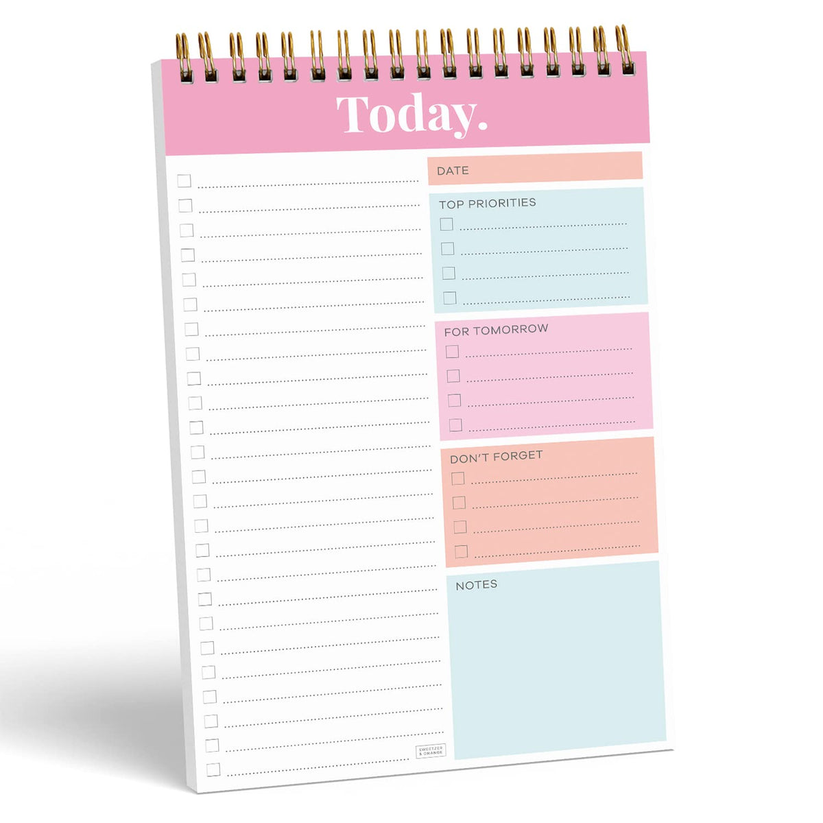 S&O Daily Planner Notepad for Productivity - 52 Page Daily To Do Planner - Undated Planner and Organizer - Daily To Do List Planner - Coiled Daily Task Planner - Daily Organizer Planner - PINK