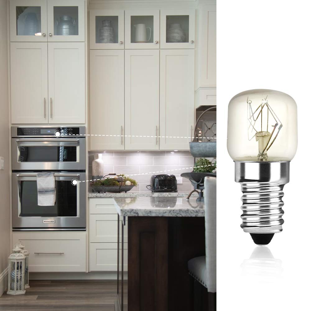 Klarlight 2 Pack Oven Bulb 25W E14 Incandescent Bulbs Dimmable Warm White 2400-2600K 300 Temperature Heat Resistant SES Small Edison Screw 360 Degree for Microwave, Fridge, Oven, Salt Lamp, Freezers