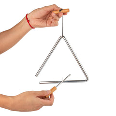 Triangle Hand Percussion with Striker,Rhythm Steel Triangles Music Instrument (8 inch)