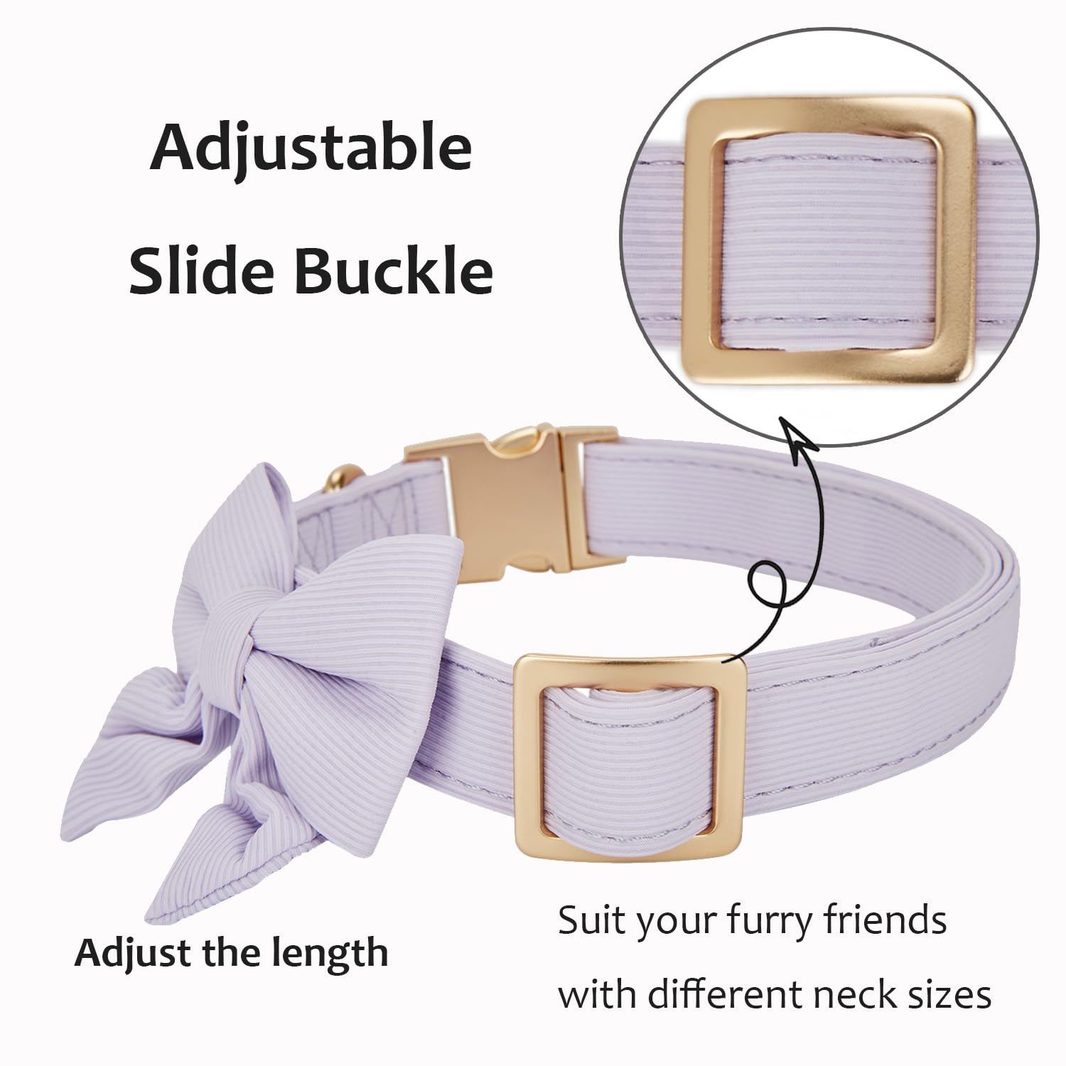 YUDOTE Bowtie Dog Collar Medium Soft Lightweight Blended Fabrics Made for Lively Girl Dogs Daily Use or Dress-up in Wedding,Party and more,Lilac