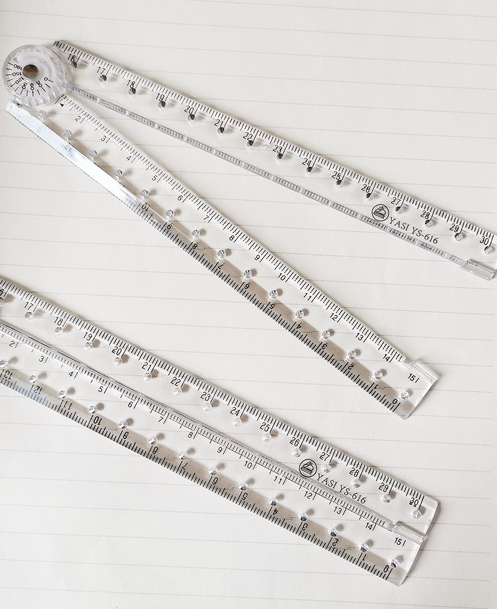 2Pack Folding Ruler Transparent 30cm 300mm Folding Ruler Clear