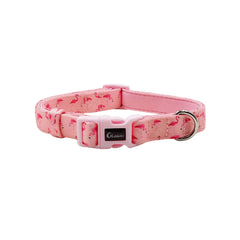 Olahibi Soft and Comfortable Neoprene Padded Polyester Basic Dog Collar Flamingo Pattern for Large Dogs(L, Flamingo Pink)