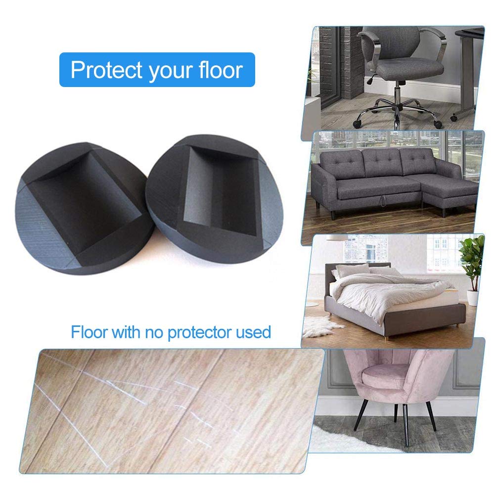 4 PCS Furniture Caster Cups, Furniture Coasters Anti-Sliding Rubber Feet Protector Pads Wooden Floor Protectors Bed Sofa Chair Leg Wheel Stoppers Anti-Slip Pad