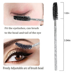 XPP Disposable Eyelash Brushes,100PCS Eye Brow Spoolie Castor Oil Brush Mascara Wands Cosmetic Makeup Tools(Crystal Black)