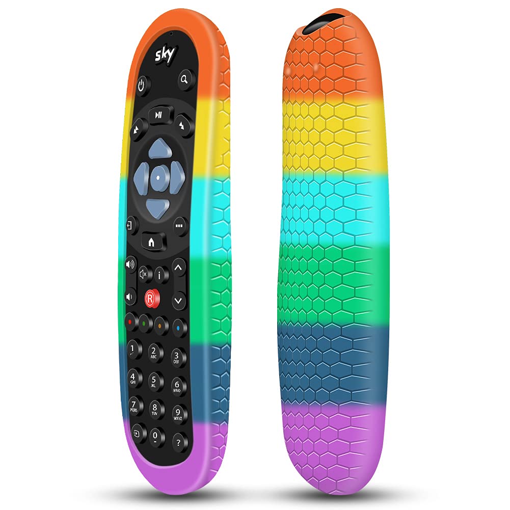 Case for Original Sky Q Voice Remote Control SKY135,Sky Glass Remote Protective Silicone Cover SKY Q Touch and Non-Touch Remote Control Sleeve Skin Holder Battery Back Protector Universal-Rainbow