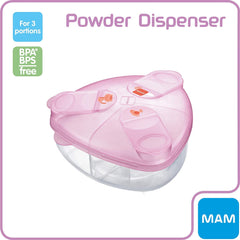 MAM Milk Formula Dispenser, Milk Powder Dispenser Pot Stores 40 g Per Serving, Milk Powder Storage Holds Three Servings, Baby Milk Powder Box, Pink, (Designs May Vary)