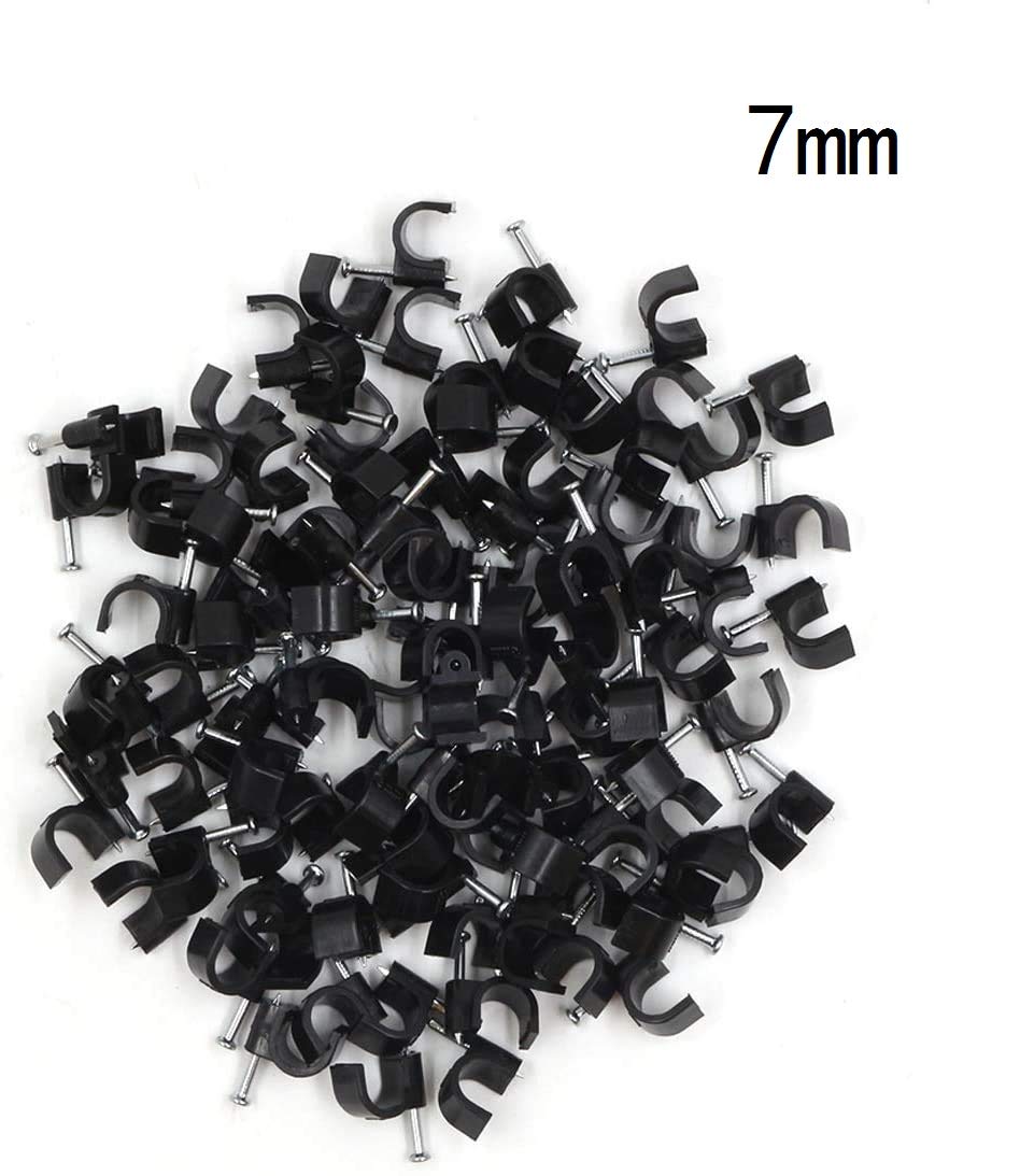 Round Cable Clips 7mm Black - Pack of 100