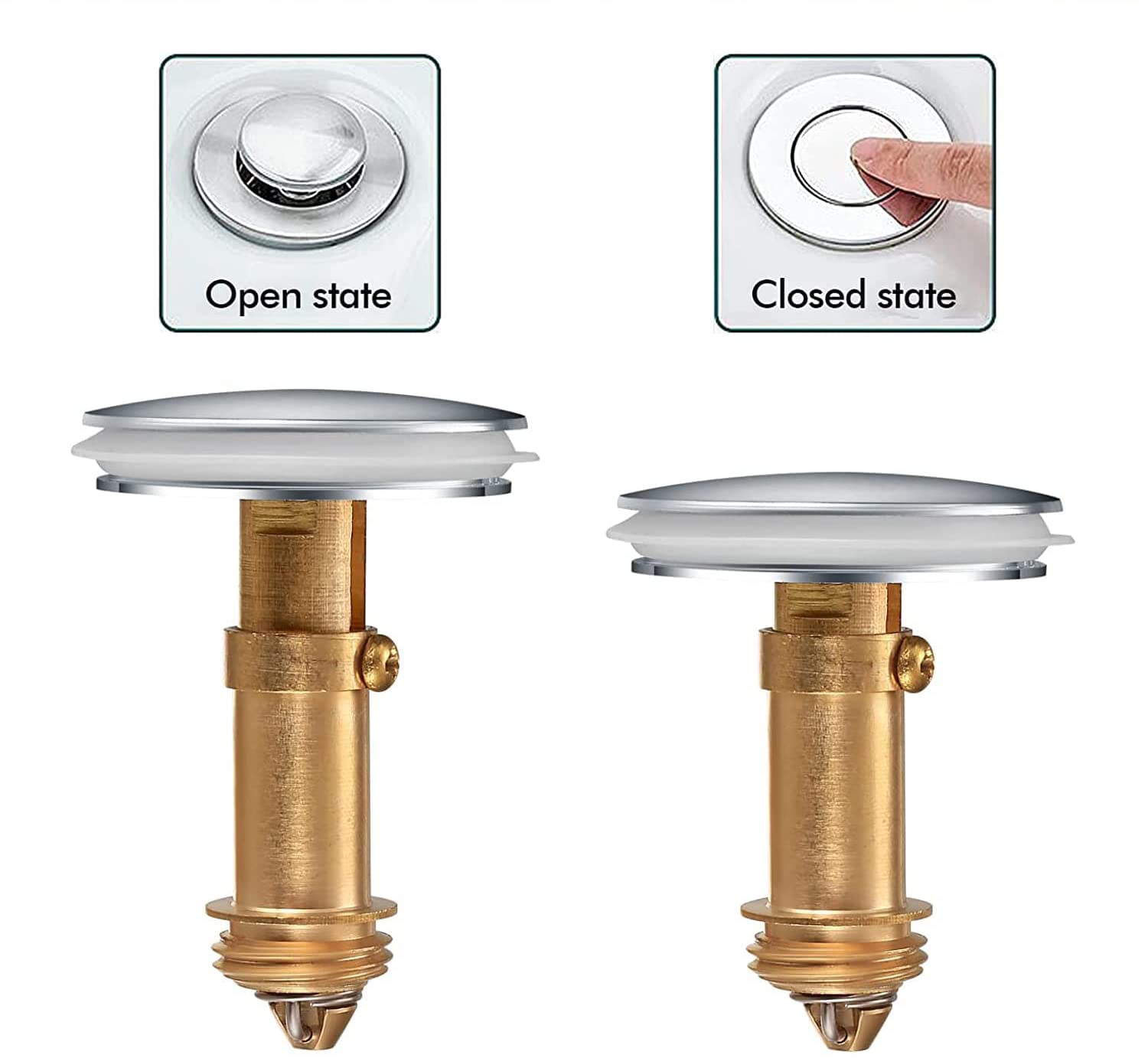 Replacement Sink Basin Bath Waste Taps, Copper Core Bathroom Sink Clip Pop Up Internal Spring Brass Plug Bolt, 1 Pack