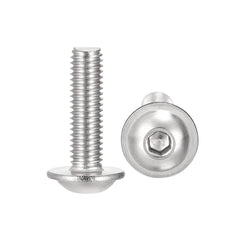 sourcing map Flanged Button Head Socket Cap Screws, M5*18mm Hex Socket Drive Screw, 304 Stainless Steel Fasteners Bolts, Fully Threaded Machine Screw 50Pcs