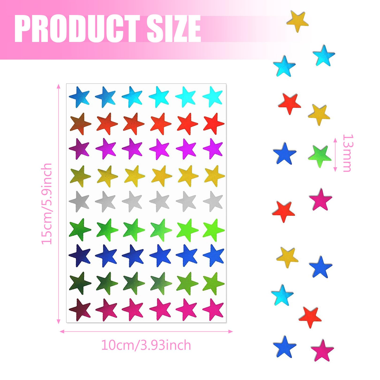 NAYAGOGO 1620 Pcs/ 30 Sheets Star Stickers Labels, Coloured Star Metallic Stickers Reward, 9 Assorted Colors Star Stickers Colorful Reward Stickers, for Teacher Classroom School Office