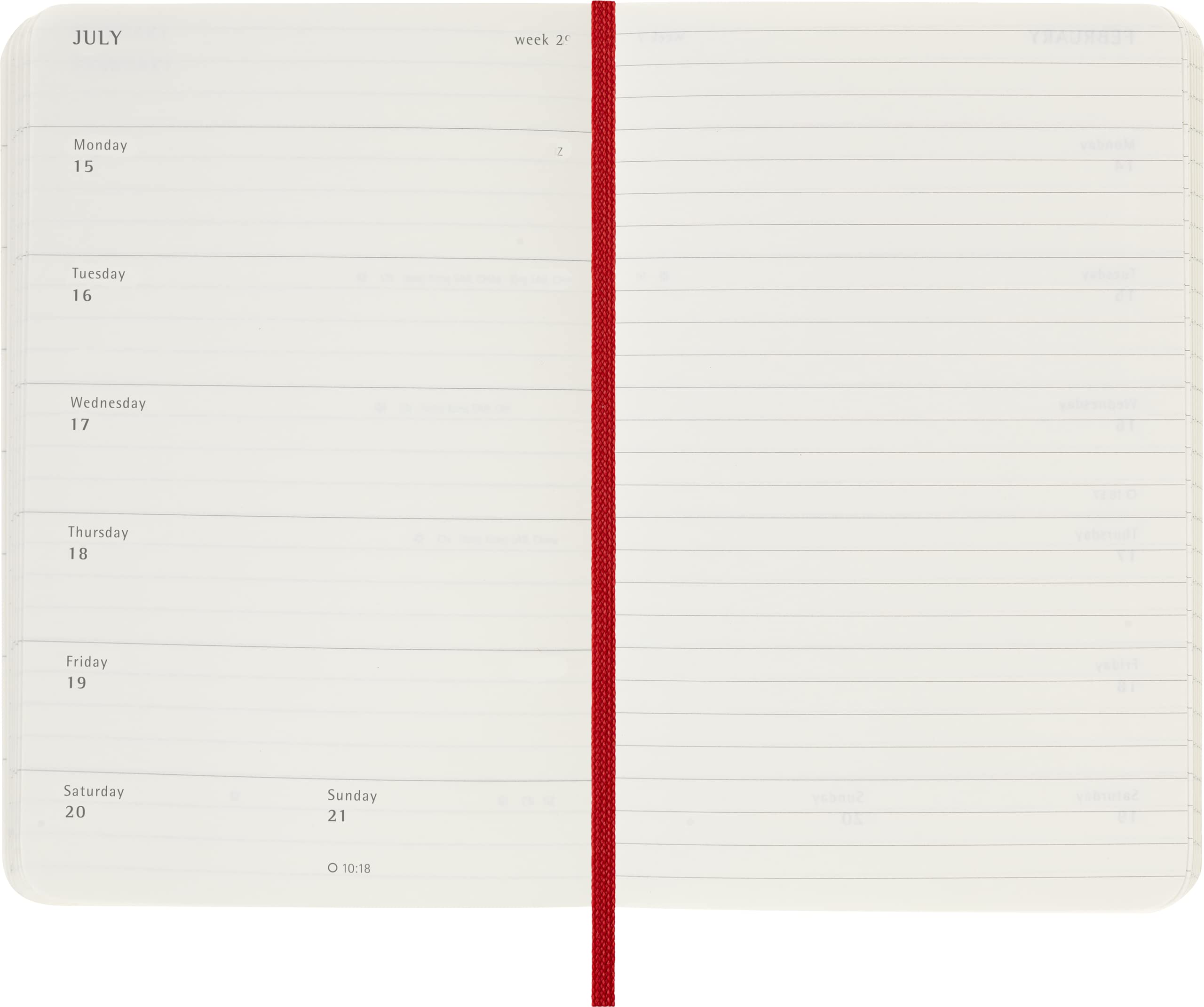 Moleskine Weekly Agenda with Space for Notes 12 Months 2024, Agenda 2024, Size Pocket 9x14, Soft Cover and Elastic Closure, Colour Scarlet Red