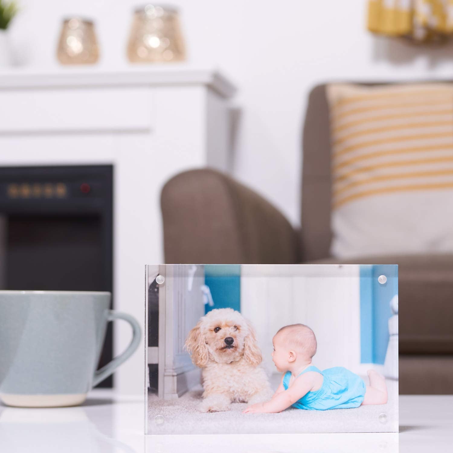 Scribble 6 x 4 Inch Acrylic Photo Frame/Block, Free Standing, Use Horizontally or Vertically