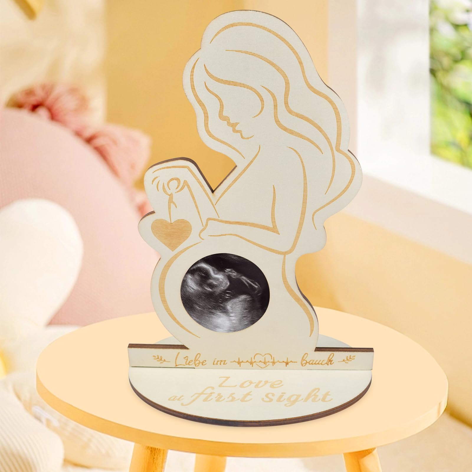 Newtic Pregnant Mum Bump Photo Ultrasound, Pregnant Picture Frame, Wooden Gifts, Picture Frame, Ultrasound Picture, Pregnant Baby, Display Keepsake, for Expectant Mother