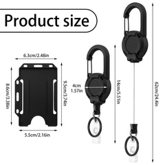 2 Pack Heavy Duty Retractable Keychain, Retractable Lanyard Retractable Keyring Badge Reel with 25” Thick Steel Cord(Holds 8 Ounces) and 2 Pack Id Badge Holder