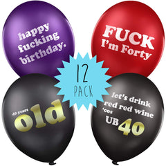 40th Birthday Balloons - Pack of 12 funny rude lockdown birthday balloons gift idea for 40th birthday party decorations