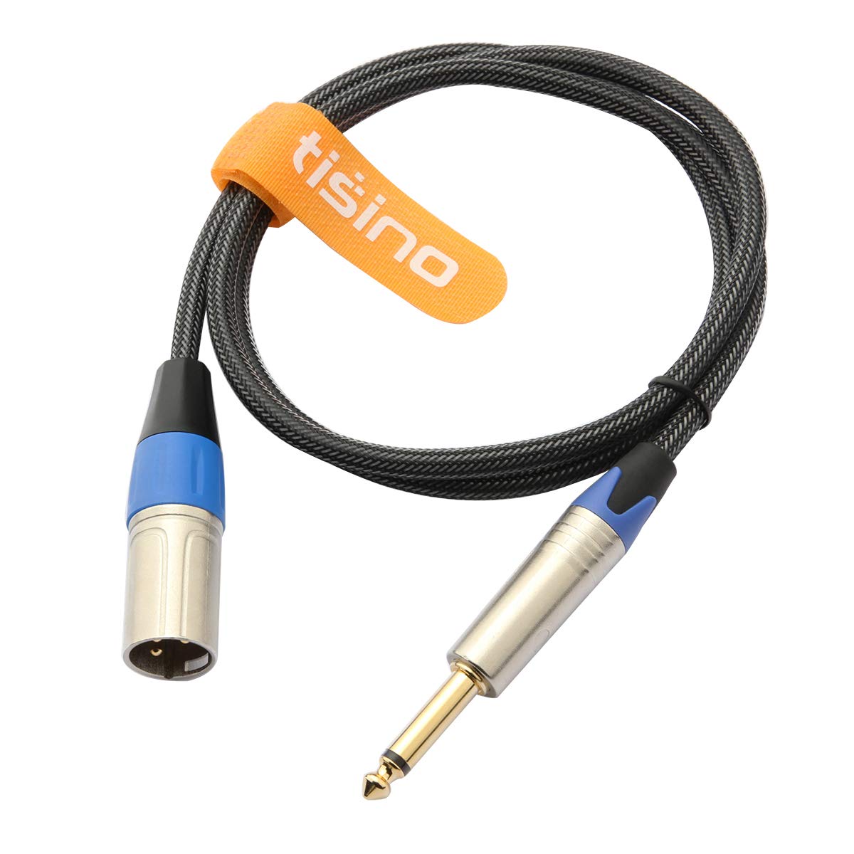 Tisino 6.35mm Jack TS to XLR Male Cable, Nylon Braid Quarter inch 1/4 inches Mono to XLR Unbalanced Interconnect Lead - 3m