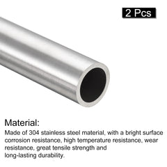 sourcing map 304 Stainless Steel Tube, OD 14mm x 1.5mm Wall Thick 300mm Length Metal Tubing for Industry Machinery, 2Pcs