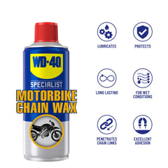 WD-40 Specialist Motorbike Chain Wax 400ml - Perfect for wet conditions, long-lasting protection, total solution