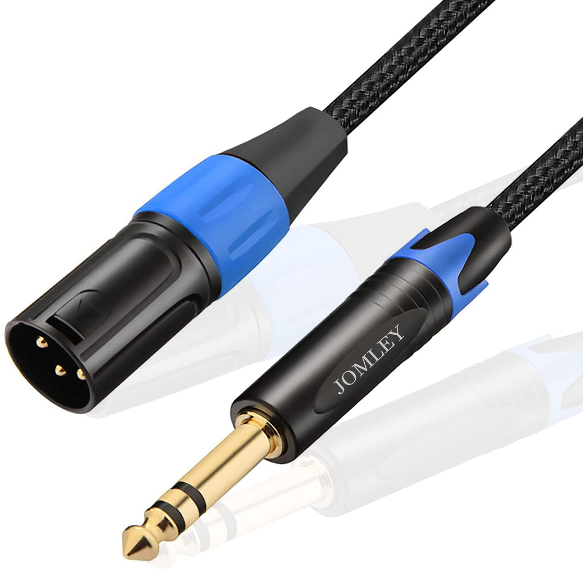 JOMLEY XLR to 6.35mm Jack Cable, 1/4 inches TRS to XLR Male Stereo Balanced Cable, 6.35mm TRS to XLR Male Interconnect Cable Nylon Braided 3-Pin Interconnect Patch Cord - 2M/6.6ft