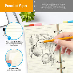 A6 Refill Paper, 3 Pack Ruled Line Paper Personal Organiser, 6PCS Binder Dividers, 160PCS Index Flags, 2PCS Binder Pockets, 6 Hole Loose Leaf Paper for 6 Ring A6 Personal Binder Notebook