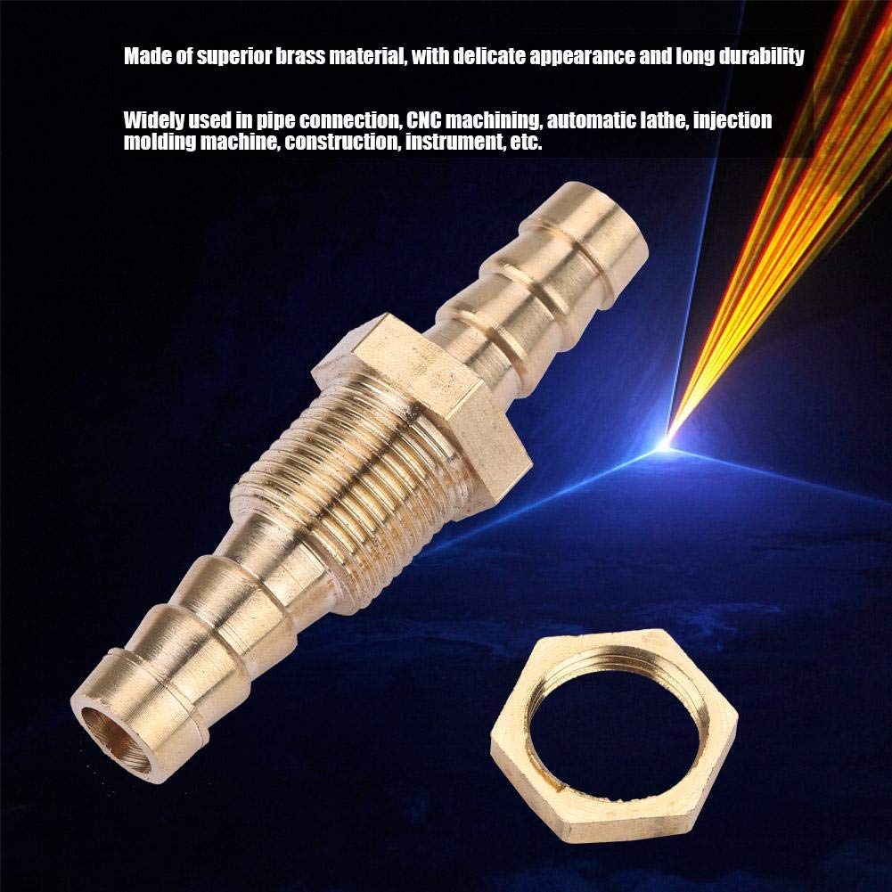 2 Pcs Hose Barb Brass Bulkhead Pipe Fitting Coupler Connector Adapter for Pipe Connection(8mm)