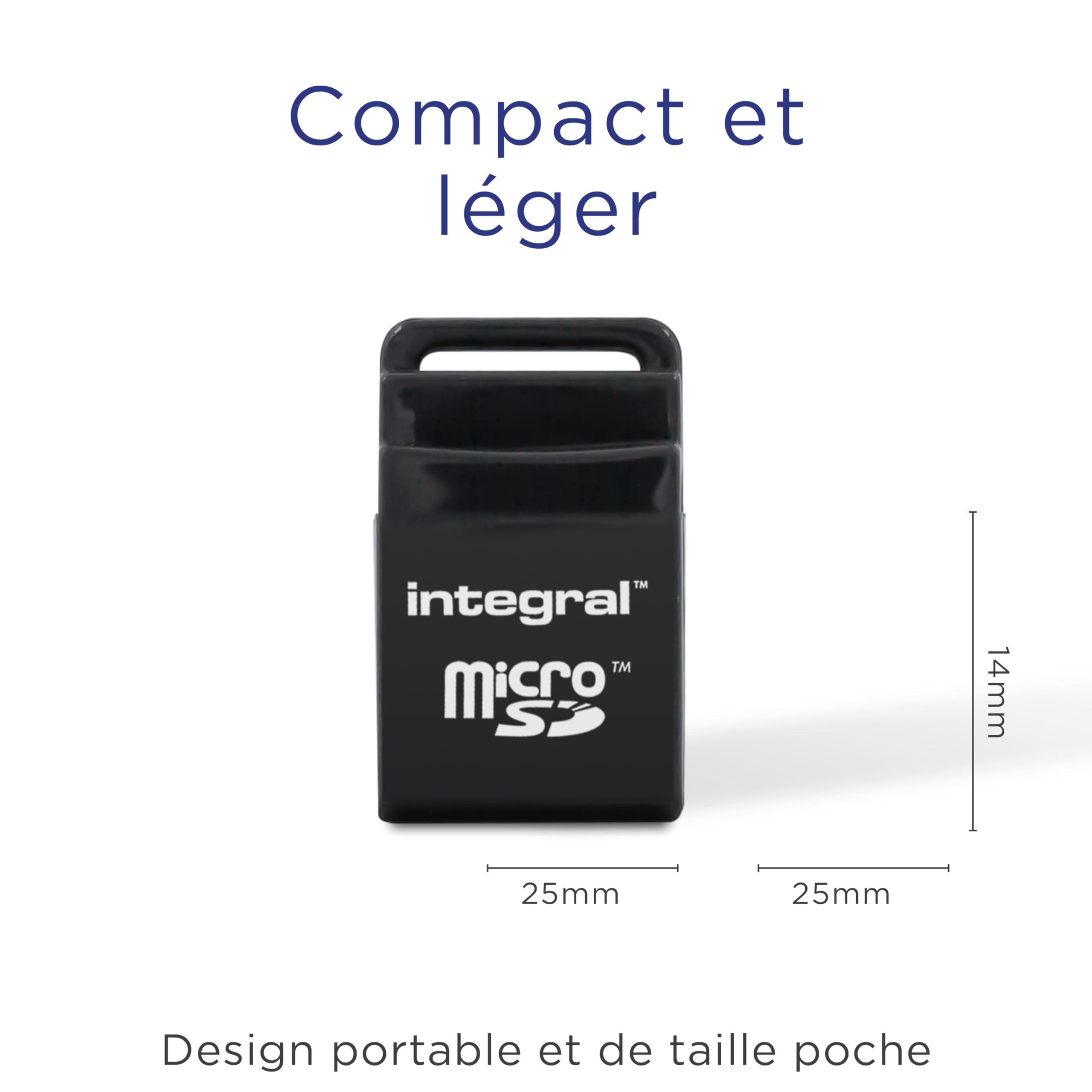 Integral Micro SD USB2.0 Memory Card Reader Adapter - Compact, Plug & Play and Compatible with microSD, microSDHC & microSDXC