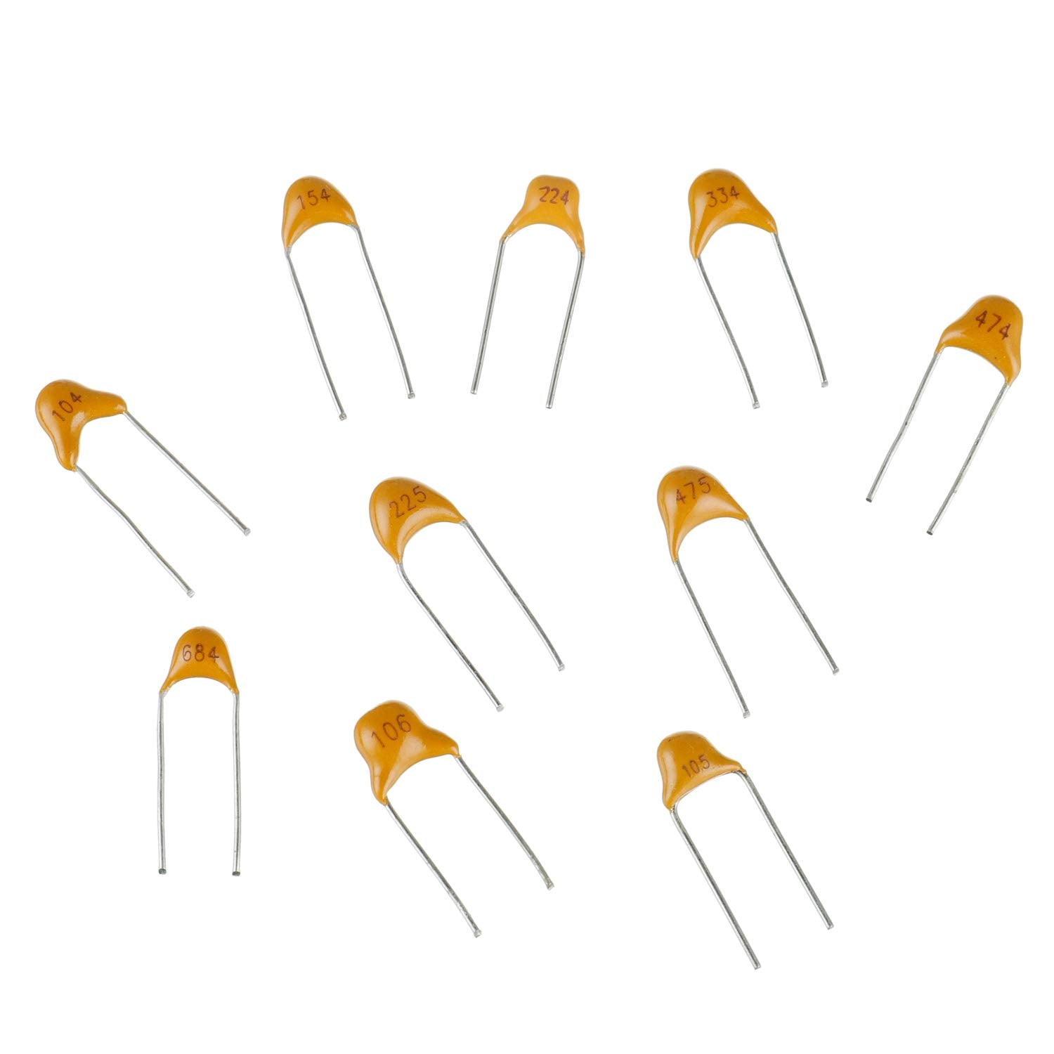 HUAREW 10 Values 300 Pcs Ceramic Capacitor 0.1 0.15 0.22 0.33 0.47 0.68 1 2.2 4.7 10 uF/100-10000 nF Assortment Kit