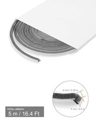 AFAXINRIE Door Draft Excluder, Window Draft Excluder, 5Meters(L) x 9 mm(W) x 5mm(T) Self-Adhesive Brush Seal Strip Air Stopper for Sliding Doors, External Doors, Window- Grey