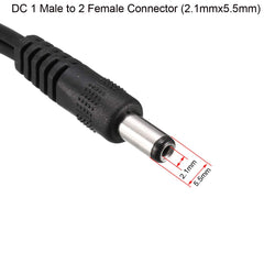 sourcing map 1 Male to 2 Female 5.5mm x 2.1mm 32cm DC Power Splitter Cable for Router, LED Lights & More Electronics Devices