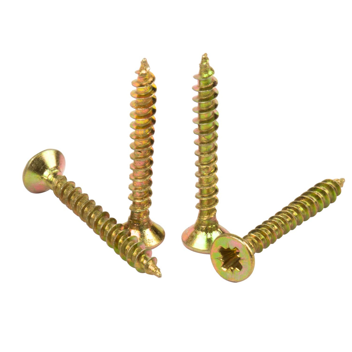 BAAB FASTENER 3.5X40mm Double Countersunk Wood Screws - Yellow Passivated Chipboard Screw Pozi Drive Head Screws 200Pcs