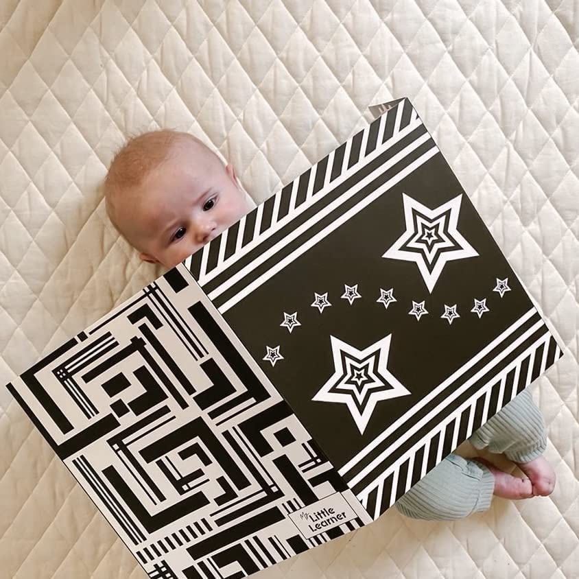 My Little Learner Black and White High Contrast Baby Sensory Fold Out Board, Baby Sensory Board is Made from Premium Quality card Stocks for Newborn babies