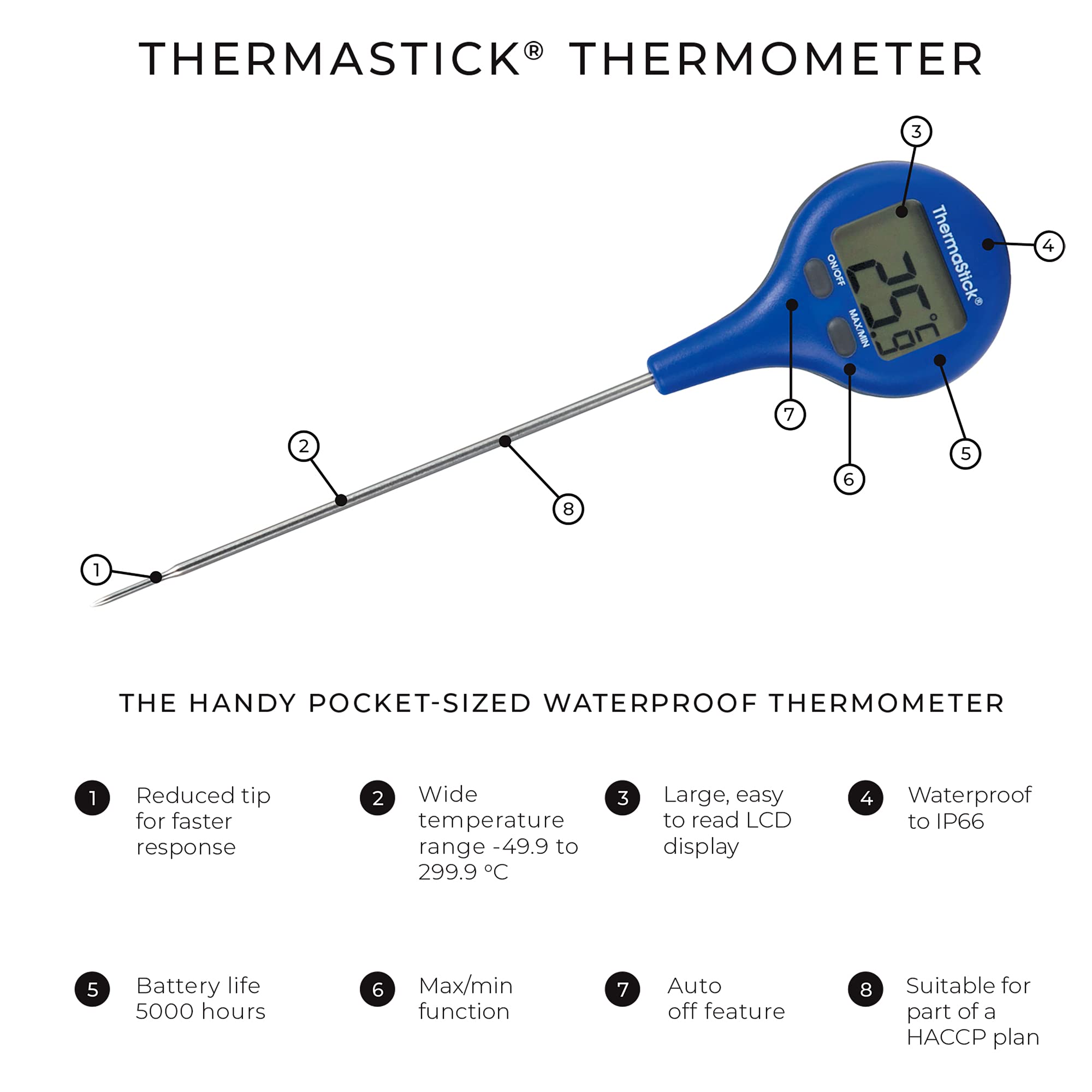 ETI 810-405 ThermaStick Pocket Thermometers Blue