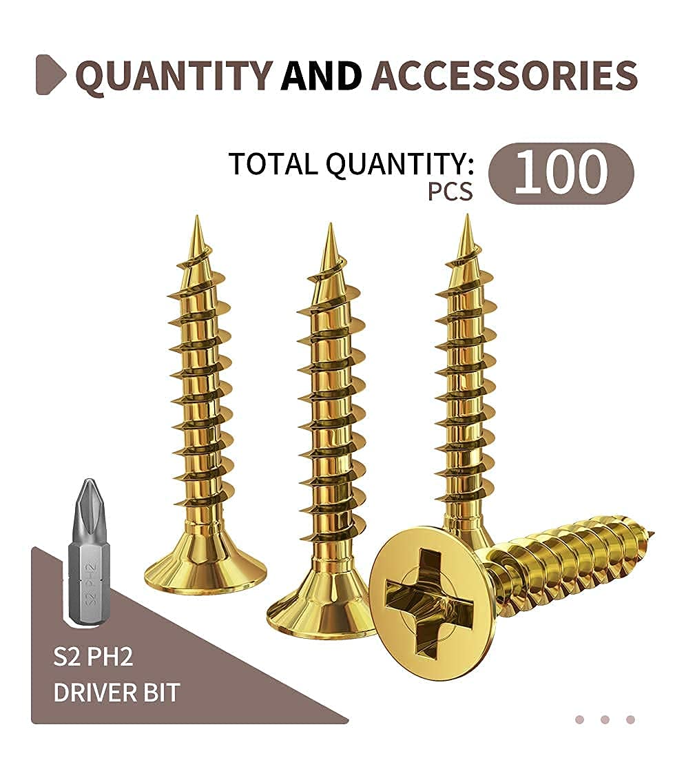 3.5x30mm Wood Screws,Flat Head Screws for Wood, Zinc Galvanized,Multi Purpose Screws (100pcs)