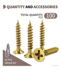 3.5x30mm Wood Screws,Flat Head Screws for Wood, Zinc Galvanized,Multi Purpose Screws (100pcs)