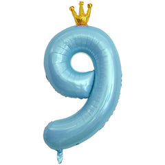 ASTARON Number 9 Balloon 40 Inch Number Balloons for Birthday Party Decorations， Blue 9th Birthday Balloons with Crown for Boys Birthday Decor Anniversary Decorations