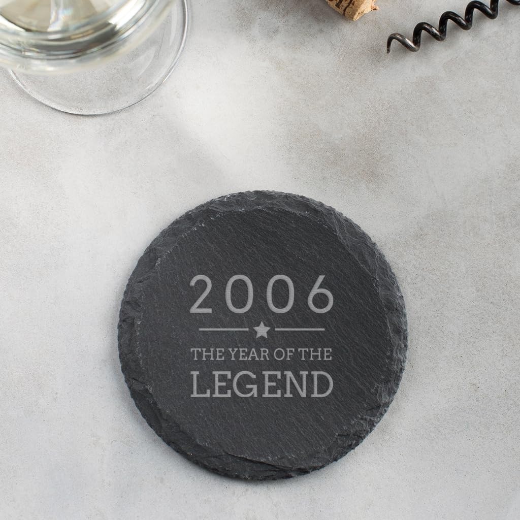 Dust and Things Engraved Coaster - 2006 Year of The Legend Design - 18th Birthday Gifts for Boys - Natural Slate Placemat