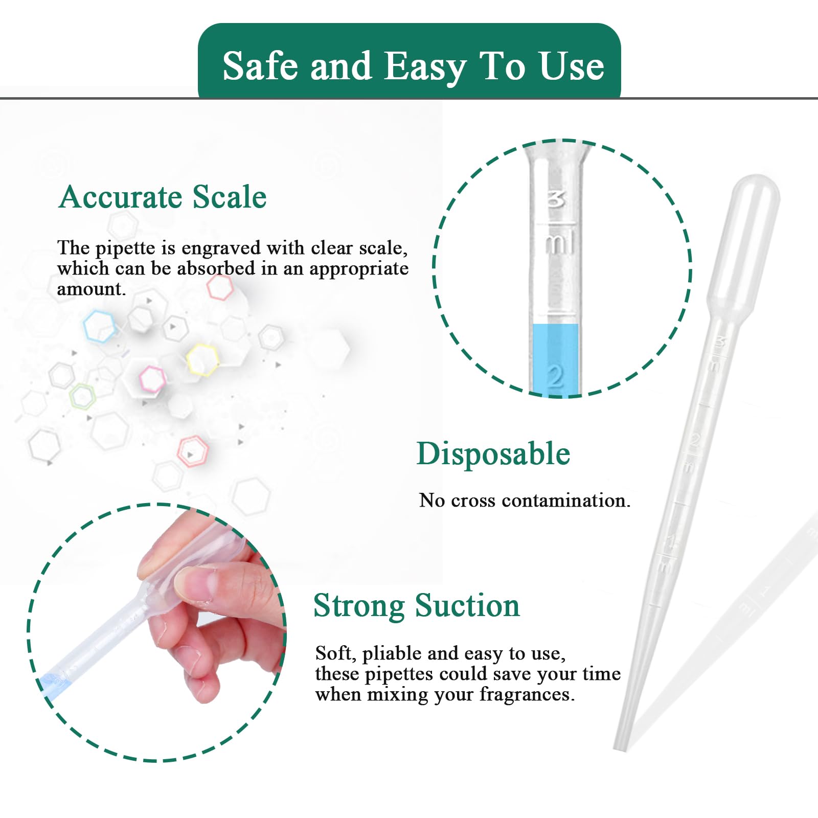 50PCS 3ml Pipettes Plastic Transfer Pipettes Eye Dropper, Essential Oils Pipettes Dropper Makeup Tool by moveland