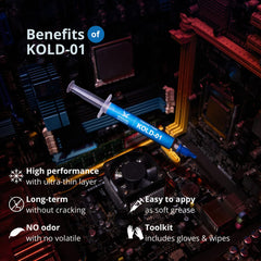 Kooling Monster KOLD-01 (Inc. Gloves & Wipes), Premium Silicone Thermal Paste for Cooling All Processors (CPU, GPU, PC, Heatsinks, PS4, XBOX), Silicone Grease for Long Durability, No Odor (0.7ml/1.8g)