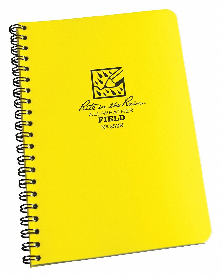 Rite in the Rain Weatherproof Side Spiral Notebook, 4 5/8 inches x 7 inches, Yellow Cover, Field Pattern (No. 353)