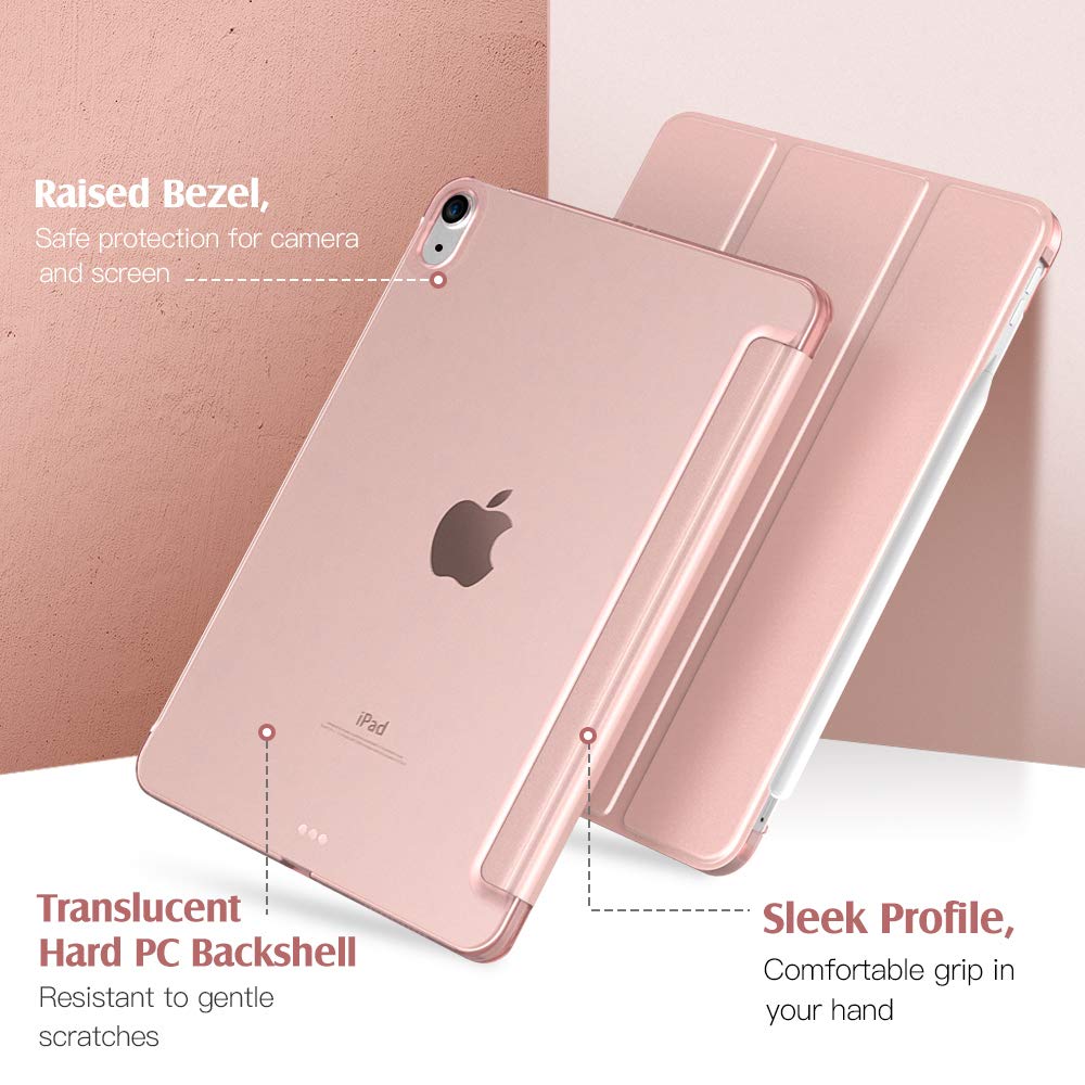 TiMOVO for iPad Air 11 Inch Case M2 2024, iPad Air 5th Generation Case 2022/iPad Air 4th Gen Case 2020 10.9 Inch, Slim Hard PC Translucent Back Shell Smart Cover Fit iPad Air Case - Rose Gold