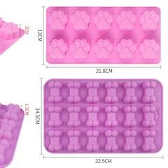 Silicone Chocolate Moulds, 10-Cavity and 18-Cavity Dog Paw & Dog Bone Molds Set, Reusable Non-Stick Silicone Molds for Cake, Candy, Jelly, Ice Cube, Pet Treats Toys