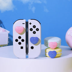 JINGDU Thumb Grip Caps for Switch Joy-Con, Cute Joystick Covers with 3D Pattern Cover Soft Adorable Silicone Analog 4Pcs Kit for Switch/OLED/Lite, Blue and Pink Heart