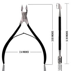 Jestilo Cuticle Remover Tool Set with Cuticle Cutter and Cuticle Pusher - Stainless Steel Professional Cuticle Nipper and Pusher Nail Care Tools for Salon and Level Mani-Pedi at Home - Silver (Black)