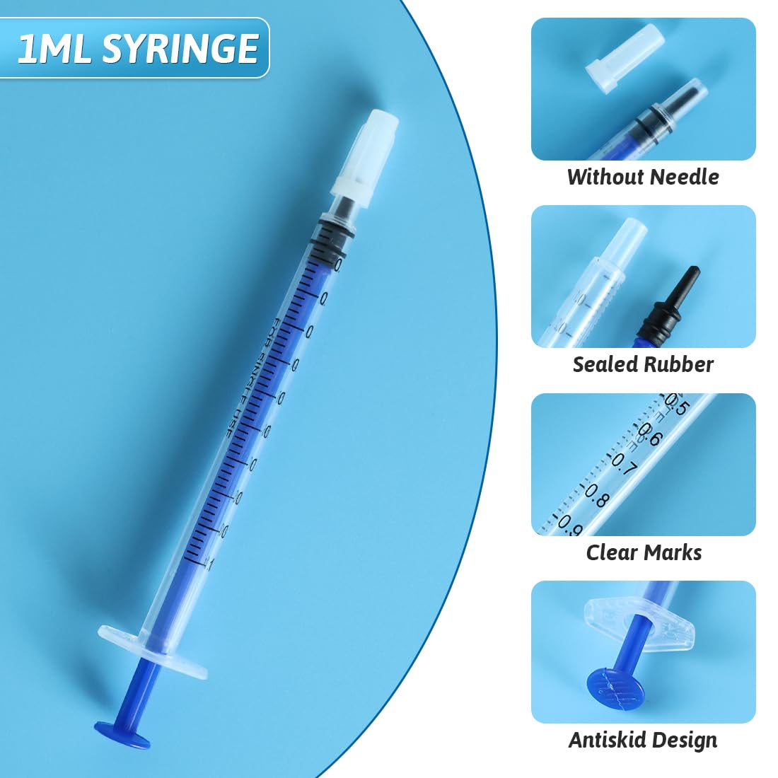 1ml Syringes Colostrum Syringe With Caps - Molkor 20Pcs No Needle Syringe for Refilling and Measuring Liquids, Colostrum Harvesting, Scientific Labs, Plant Watering, Pet Feeding