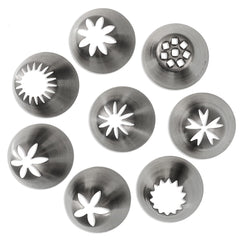 Fanshiontide 8 Pack Large Piping Tips, Seamless Stainless Steel Icing Piping Nozzle Tip Set for Cupcake Cookie Cake Decorating