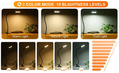 Bestyks USB LED Desk Lamp Clip On Light, Clip on Reading Light 48 LED 3 Light Mode 10 Dimmable Brightness, 360° Flexible Gooseneck Clip Lamp for Reading Studying Headboard Bedroom Lighting (Black)