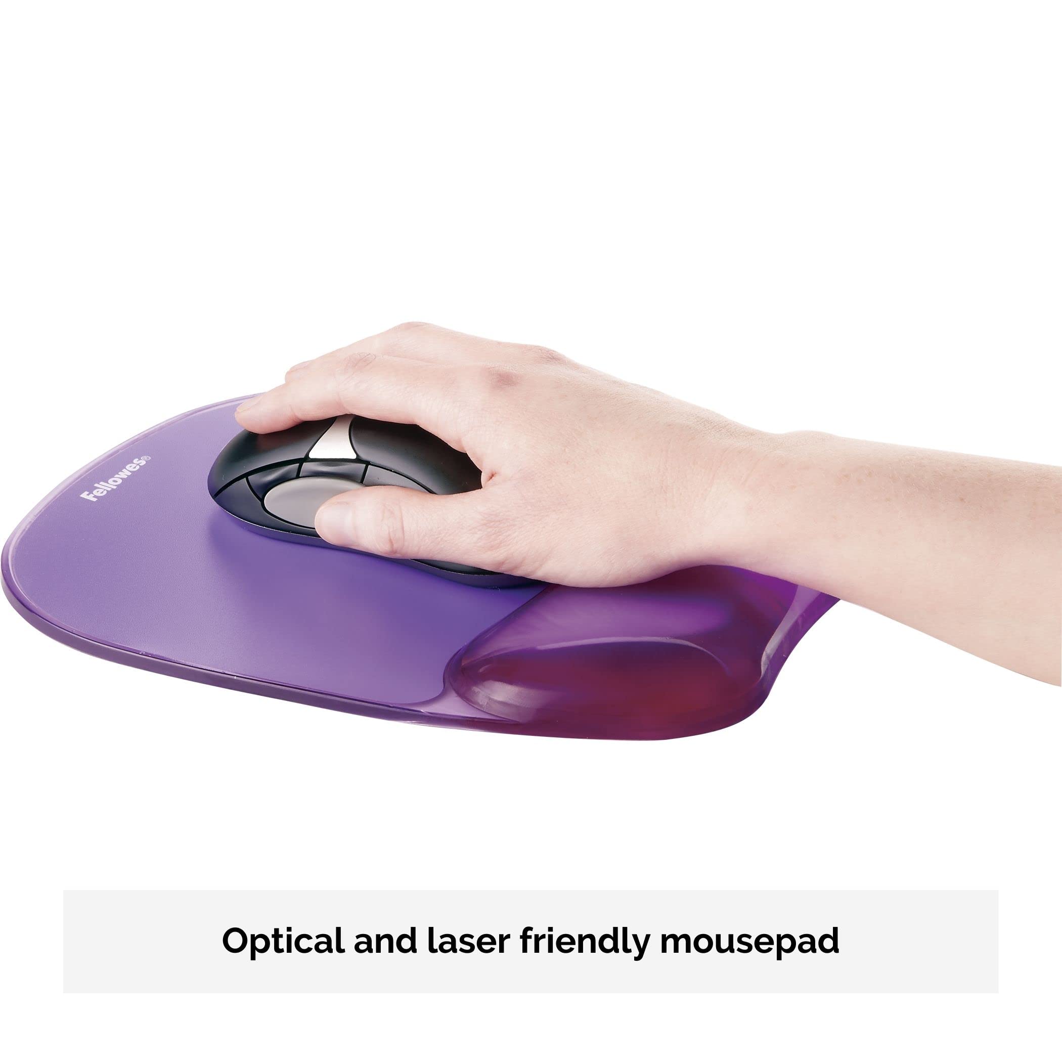 Fellowes Crystals Gel Mouse Mat with Wrist Support, Purple, 9 inches*7.5 inches