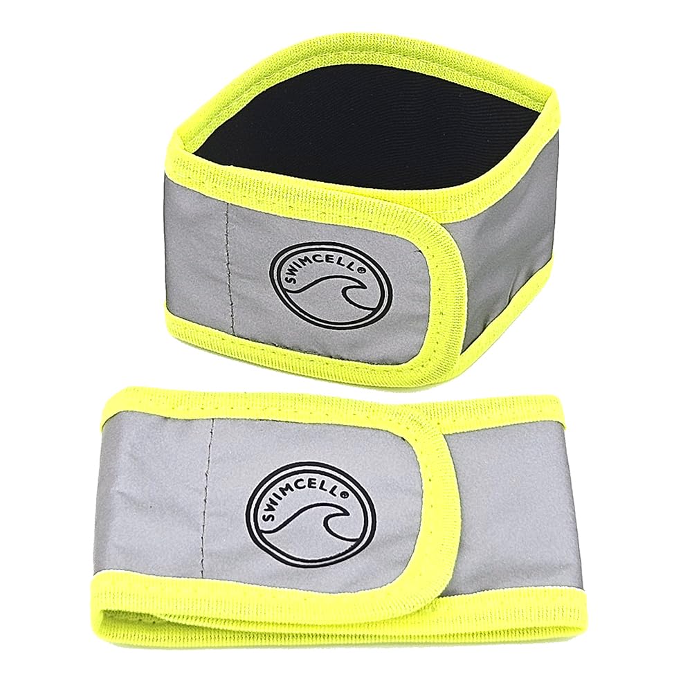 SwimCell Reflective Armbands For Running. High Visibility, Glow Up 360 Degree Safety Reflective Gear Strips For Nighttime Walking. Armbands For Wrist, Arm or Ankle - Neon Yellow Large Pack of 2