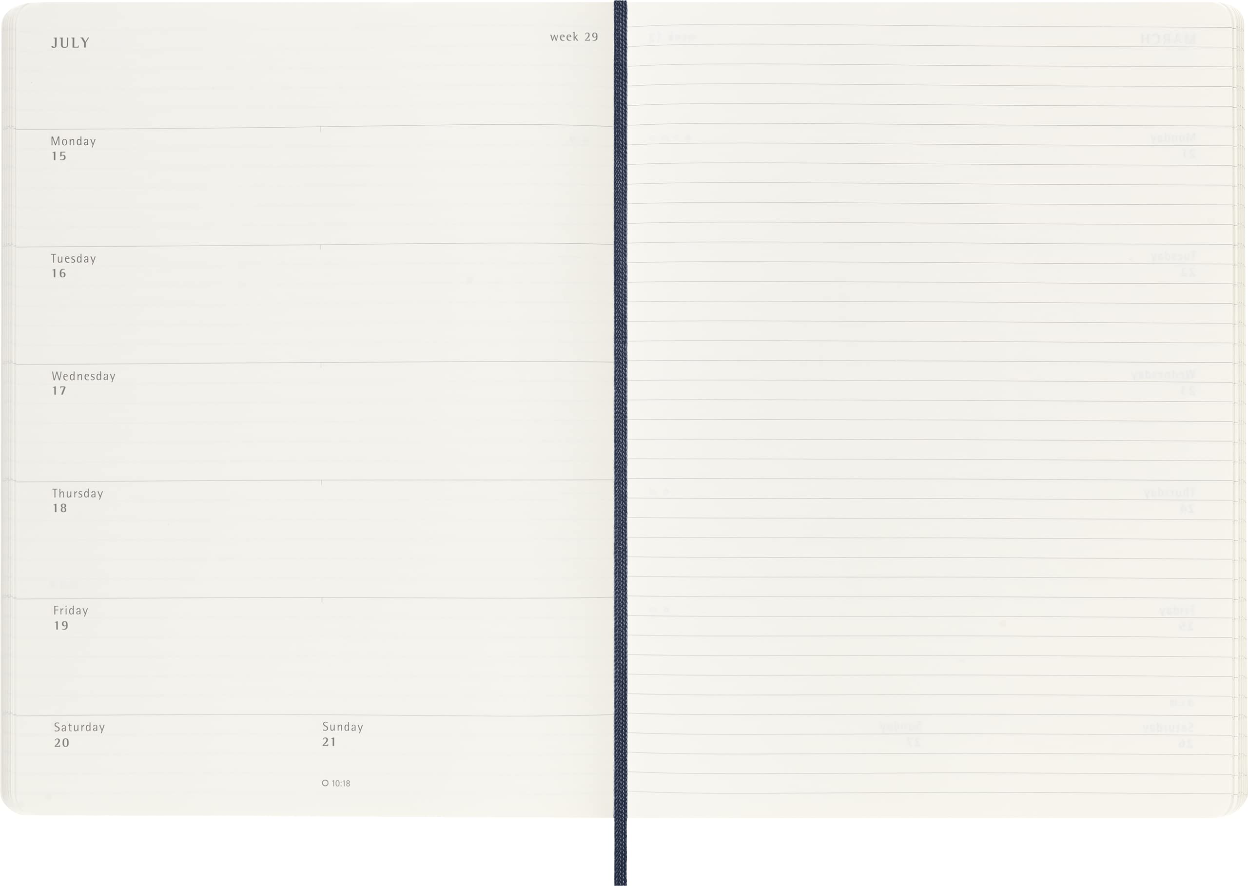 Moleskine Weekly Agenda with Space for Notes 12 Months 2024, Agenda 2024, Size XL 19x25, Soft Cover and Elastic Closure, Colour Sapphire Blue