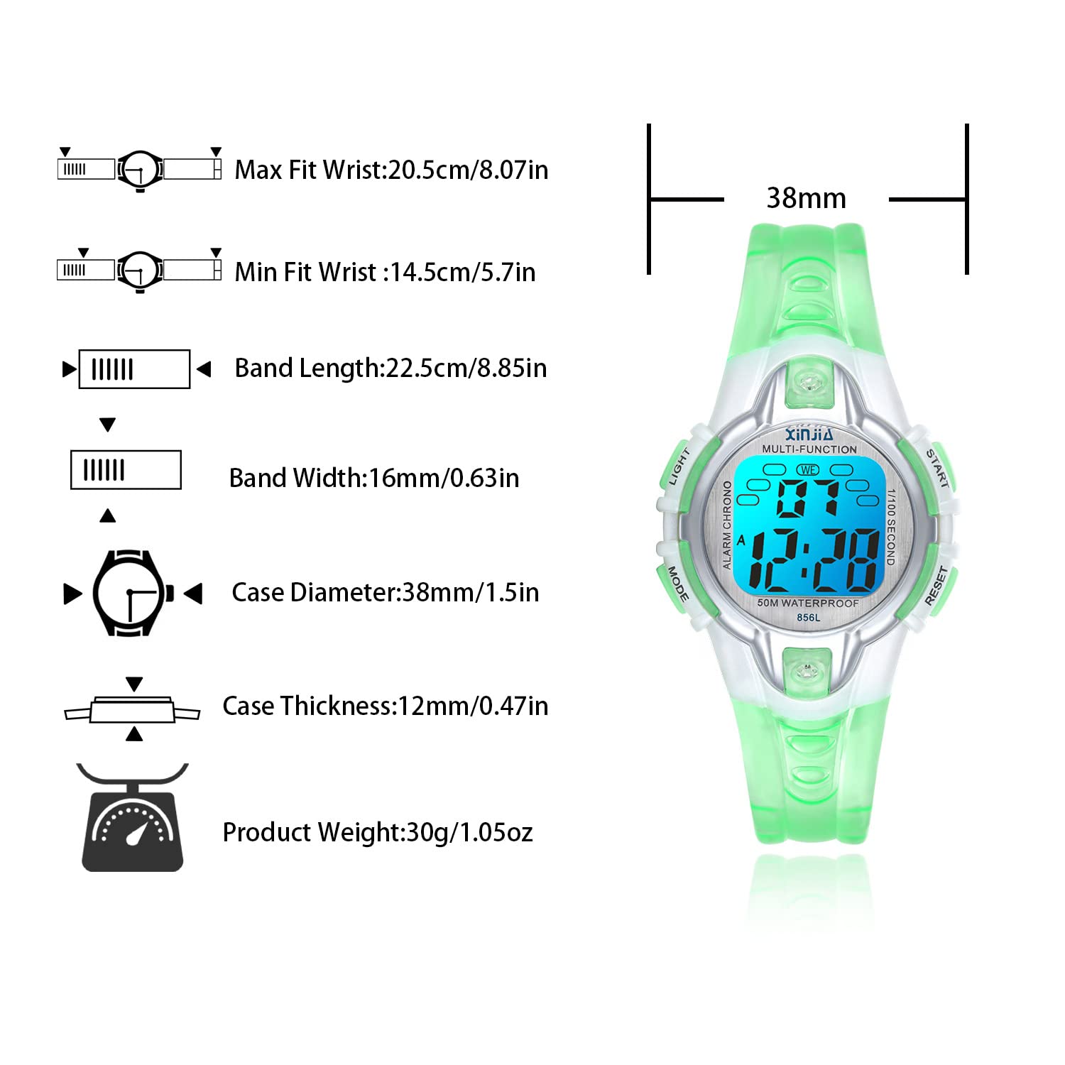 Edillas Kids Watches Digital for Girls Boys,7 Colors Waterproof Learn Time Watches for Child Sport Outdoor Multifunctional Wrist Watches with Stopwatch/Alarm